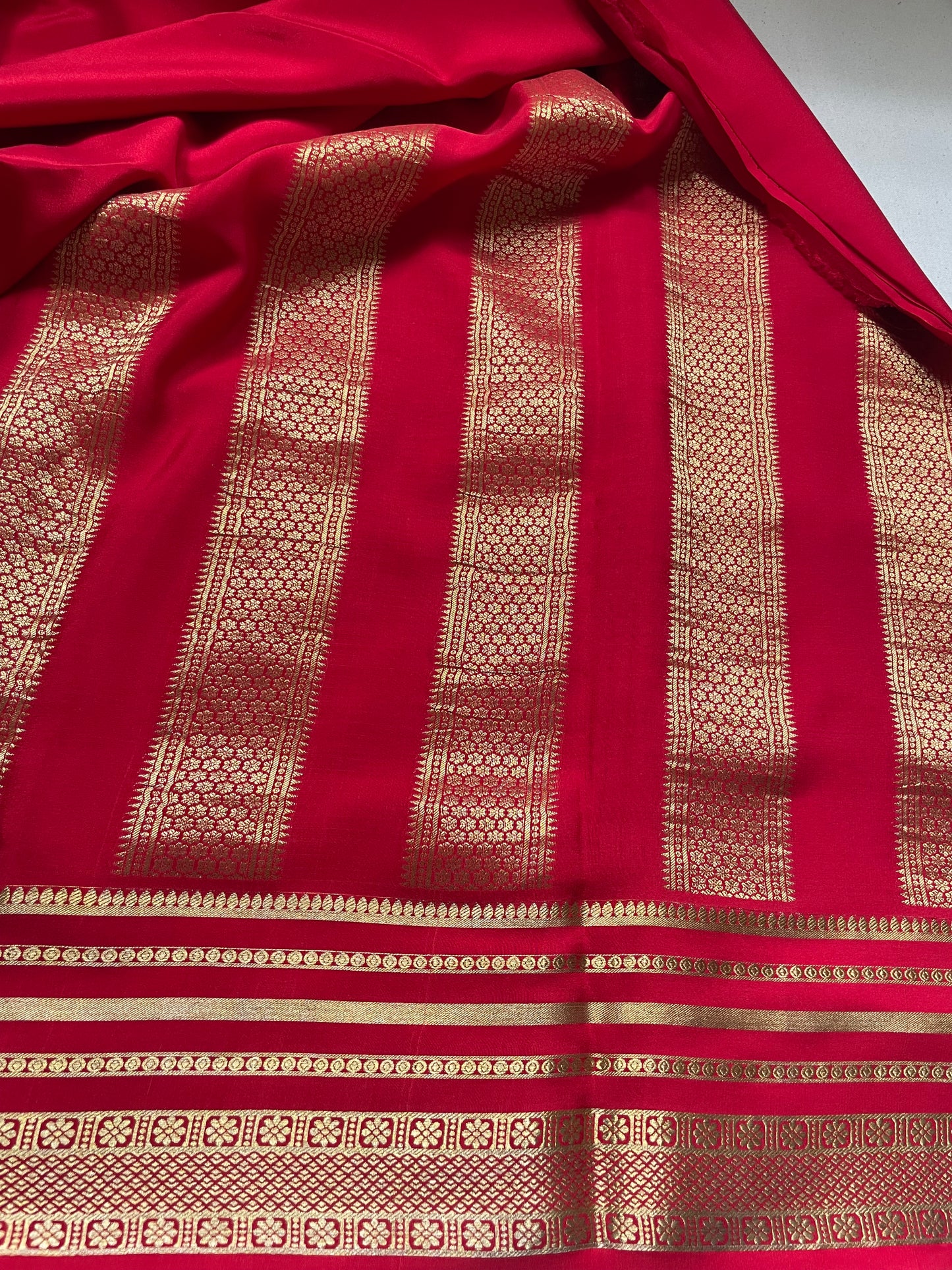 Red Rich Pallu Pure Mysore Crepe Silk Saree