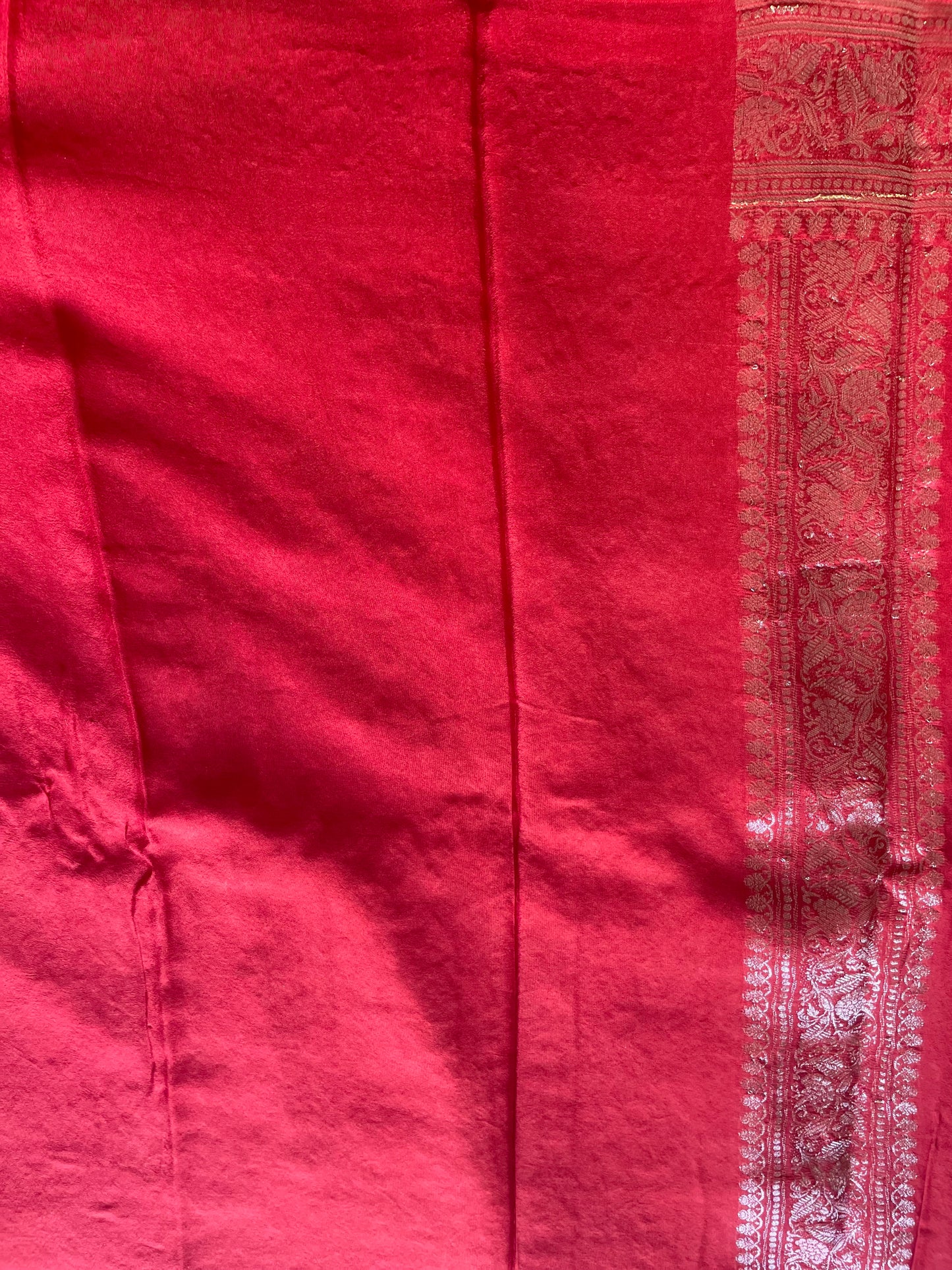 Red Banarai Pure Crepe Silk Saree