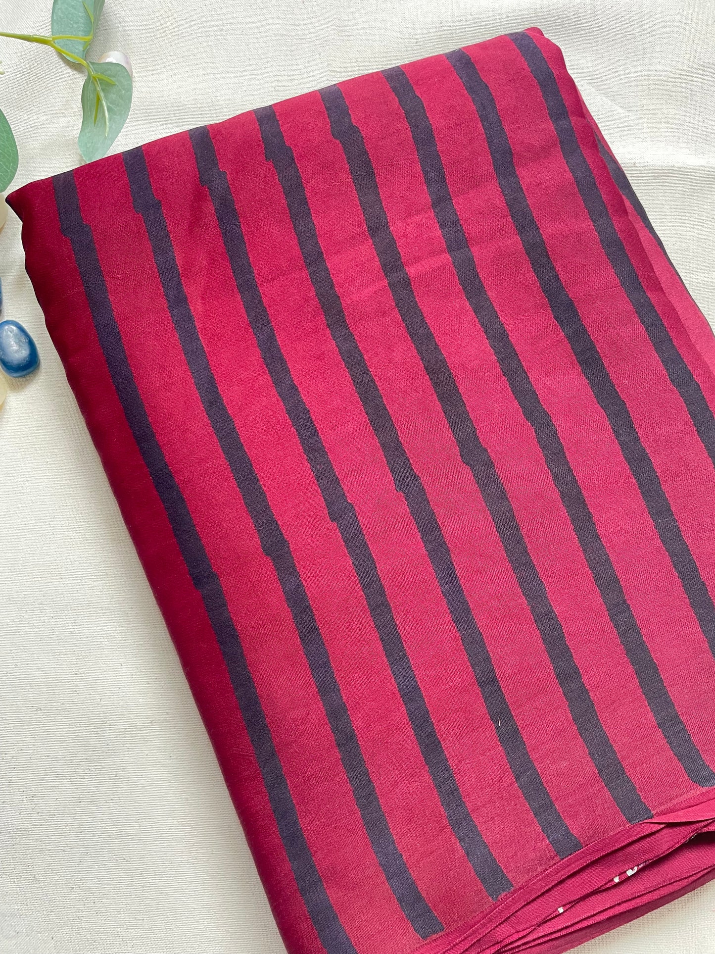 Dark Maroon Stripe Zari Pallu Modal Silk Saree