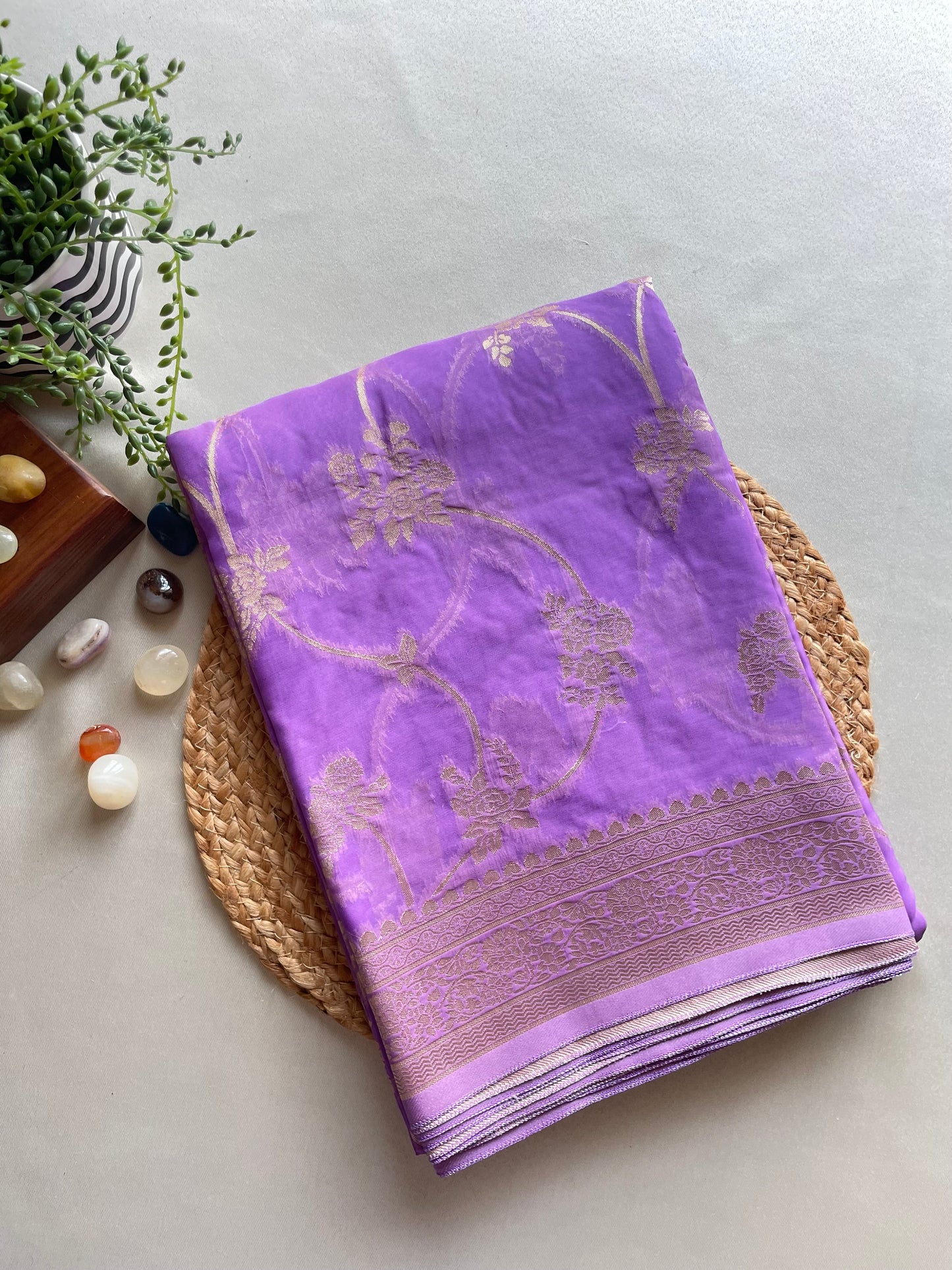 Lavender Jaal Banarasi Georgette Saree