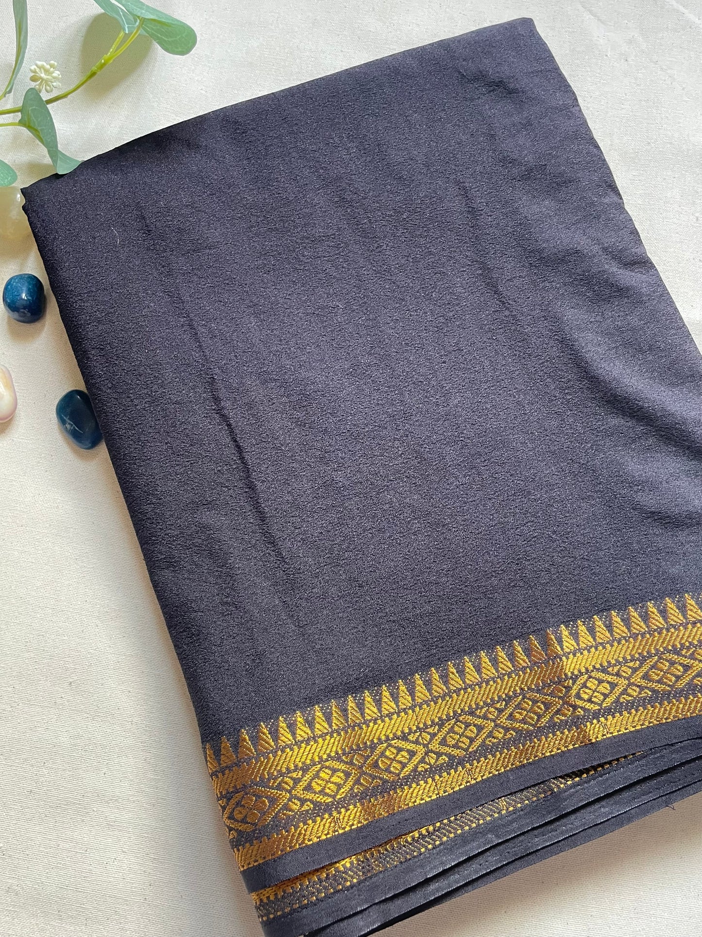 Black Chinnon Crepe Saree