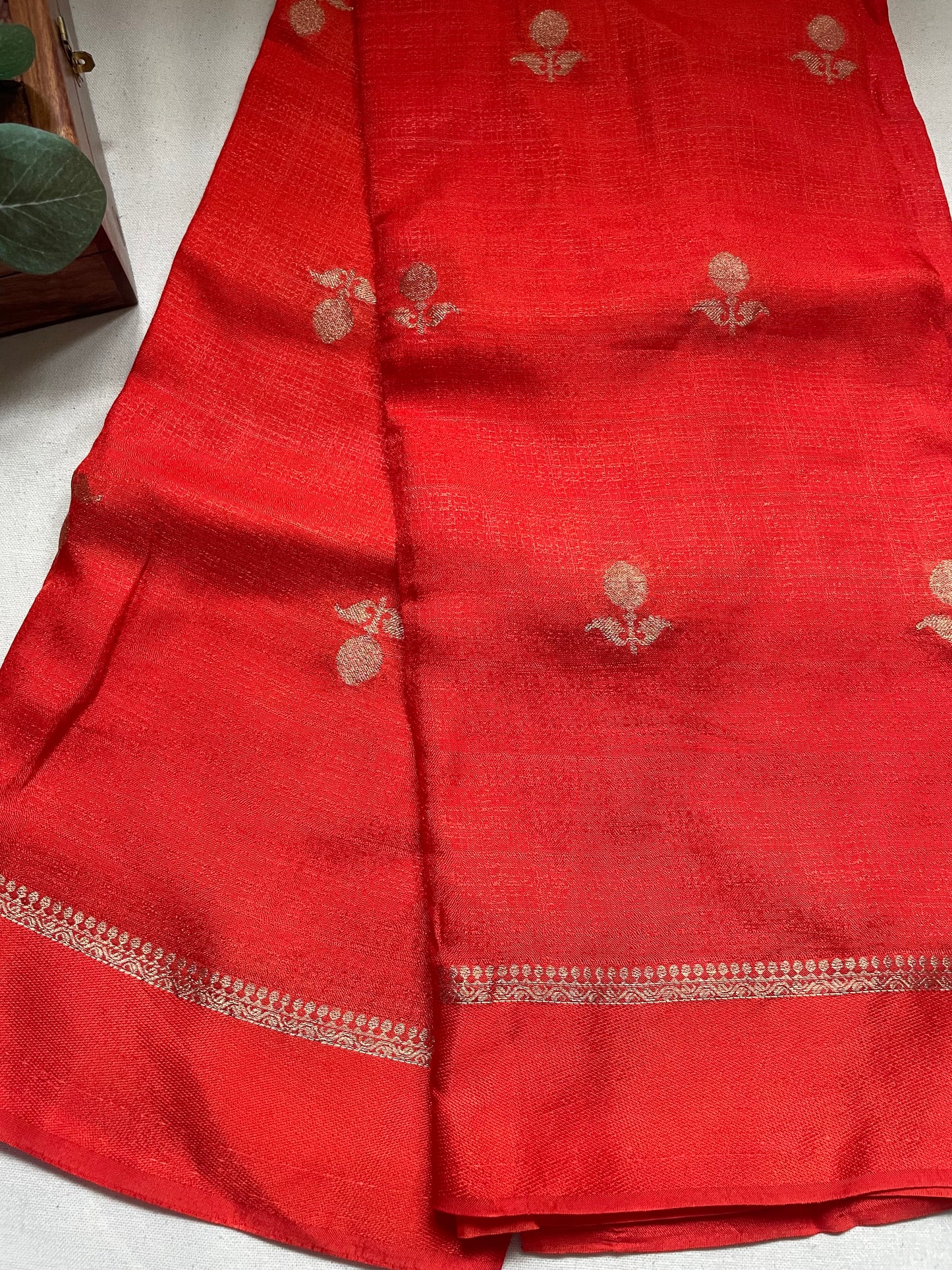 Orange Viscose Banarasi Crepe Silk Saree