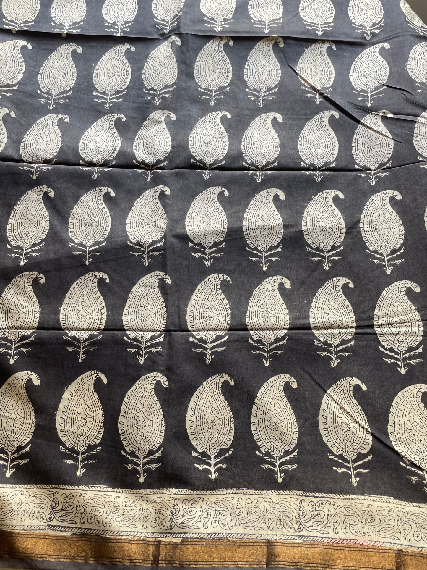 Ajrakh HandBlock 06 Chanderi Silk Cotton Saree