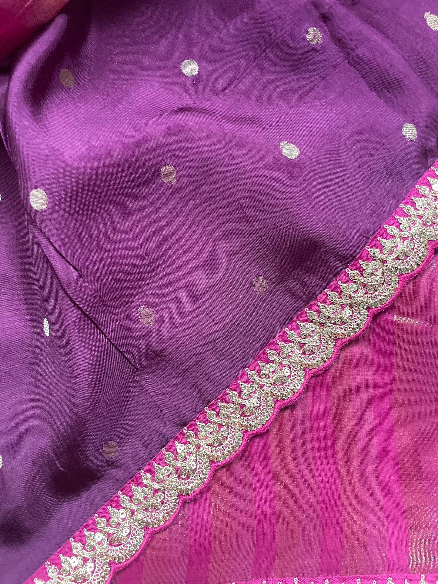 Wine Stripe Lace border Tissue Saree