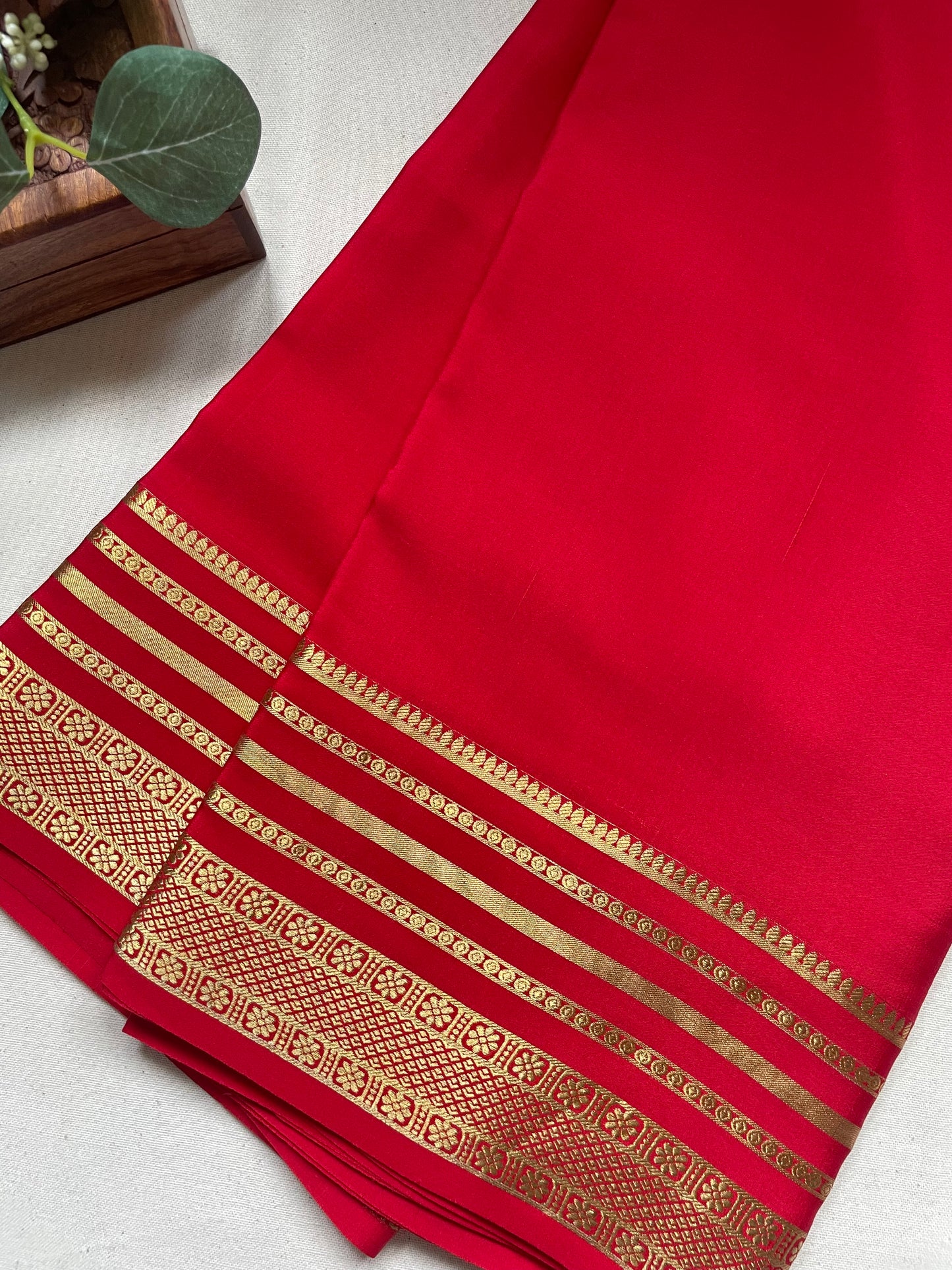 Red Rich Pallu Pure Mysore Crepe Silk Saree