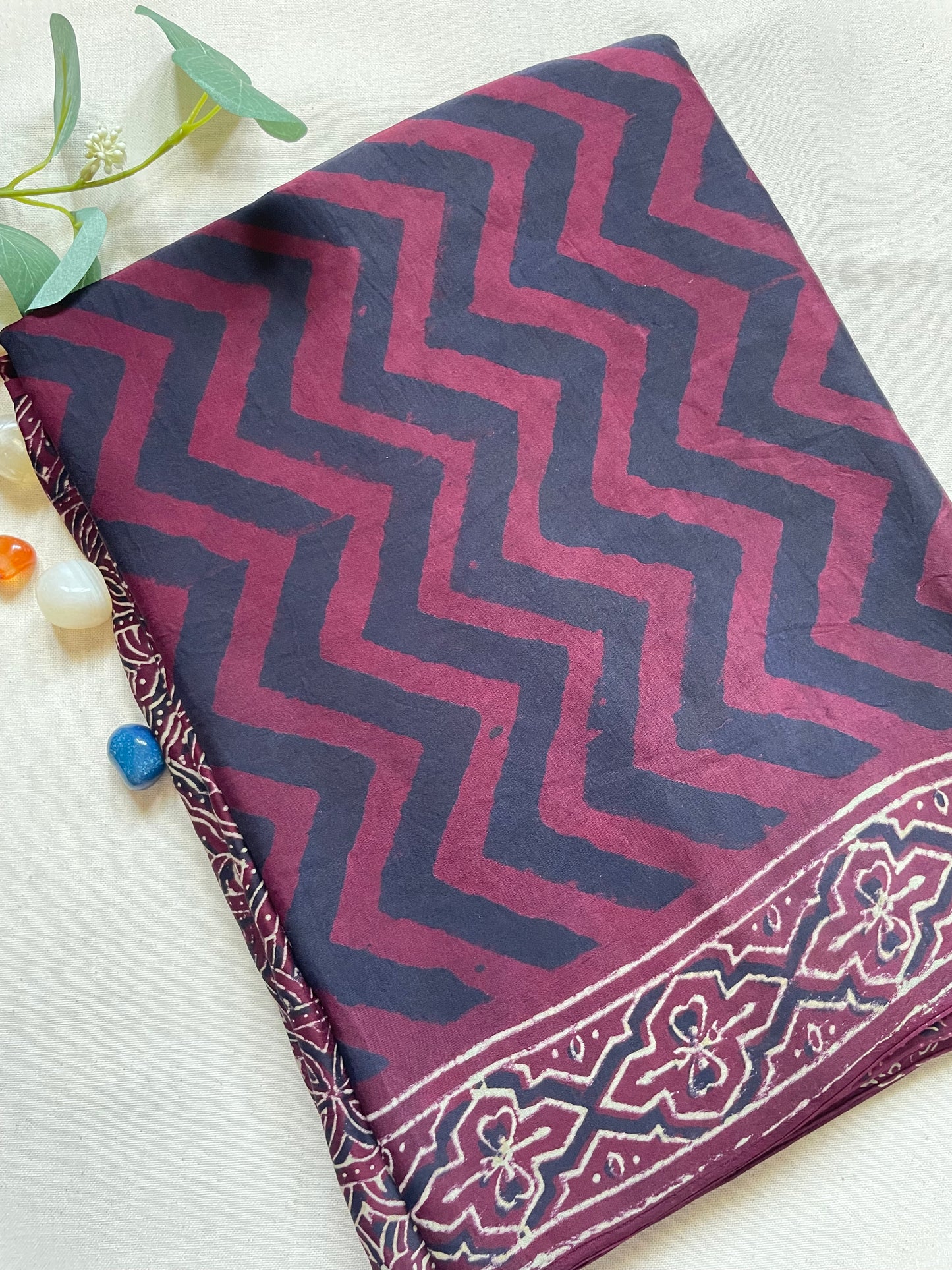 Dark Wine ZigZag Modal Silk Saree