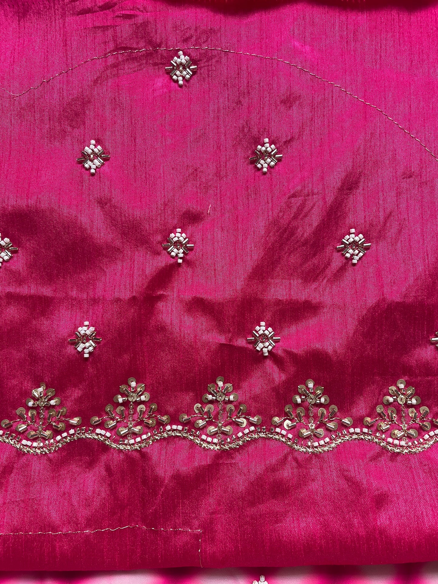Pink Handwork Lehriya Georgette Saree