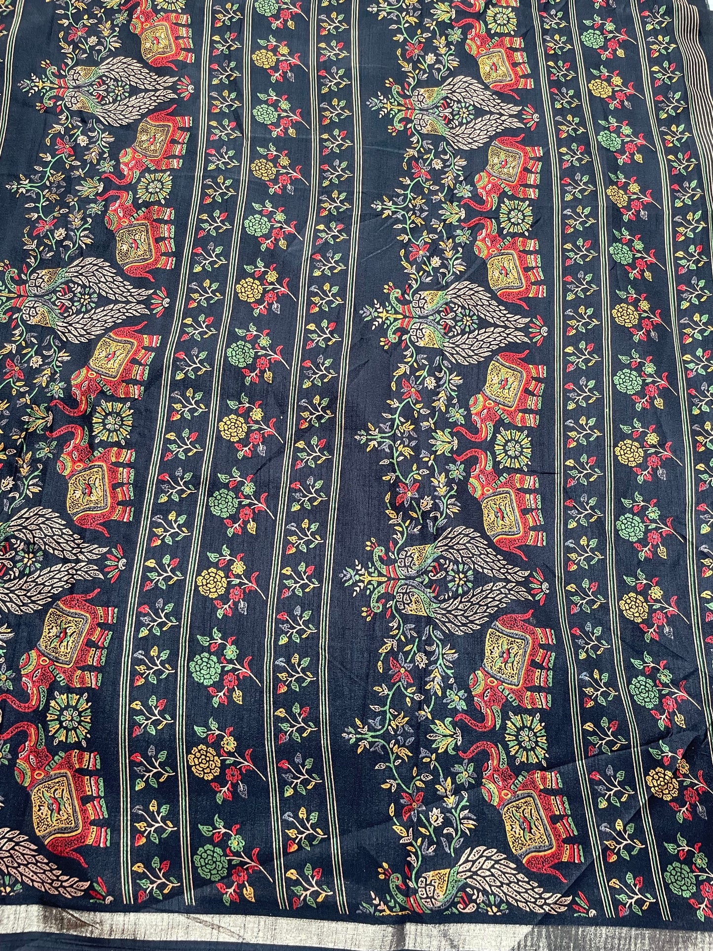 Black Floral Pashmina Silk saree
