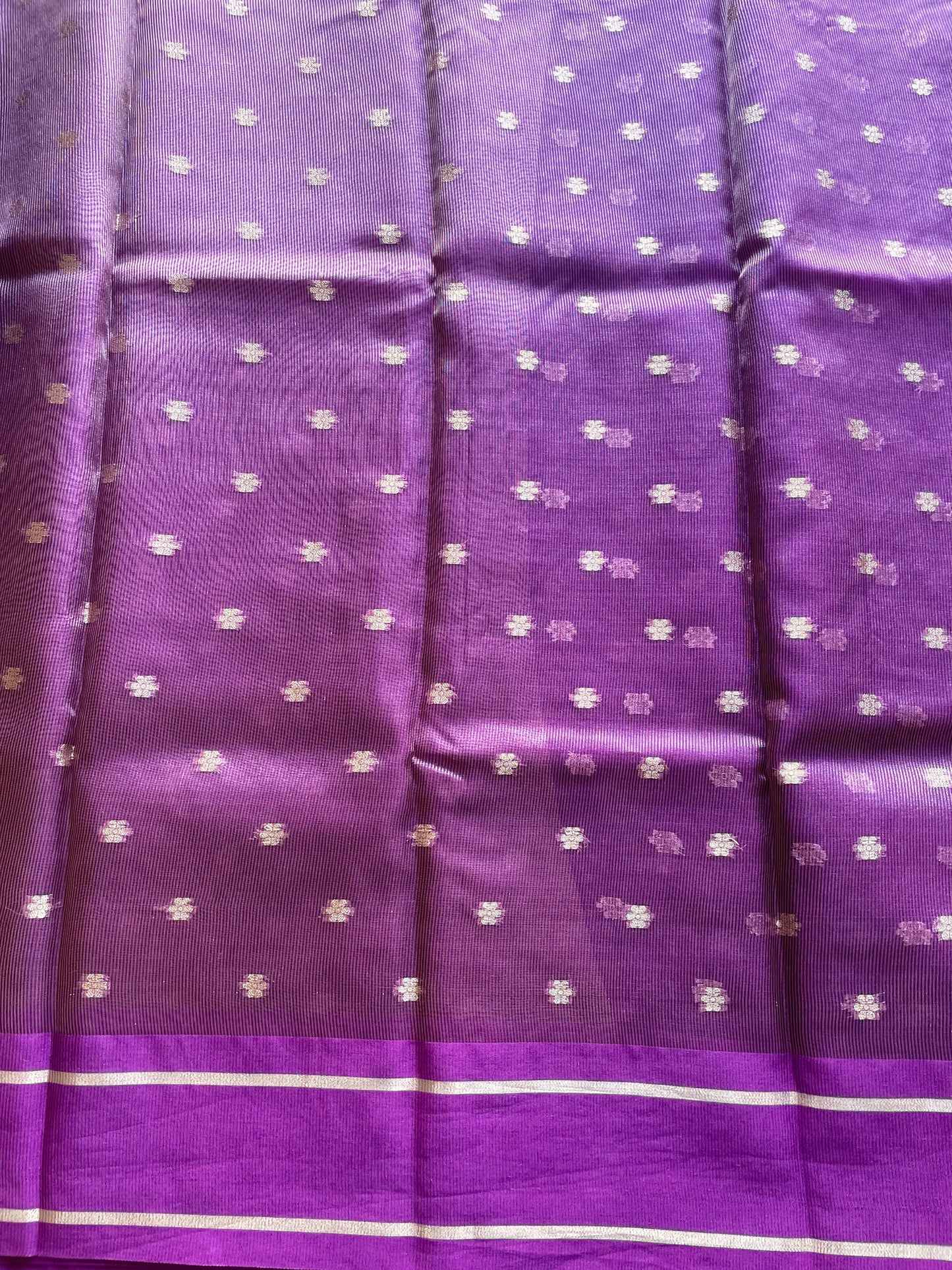 Purple Satin Border Semi Organza Saree