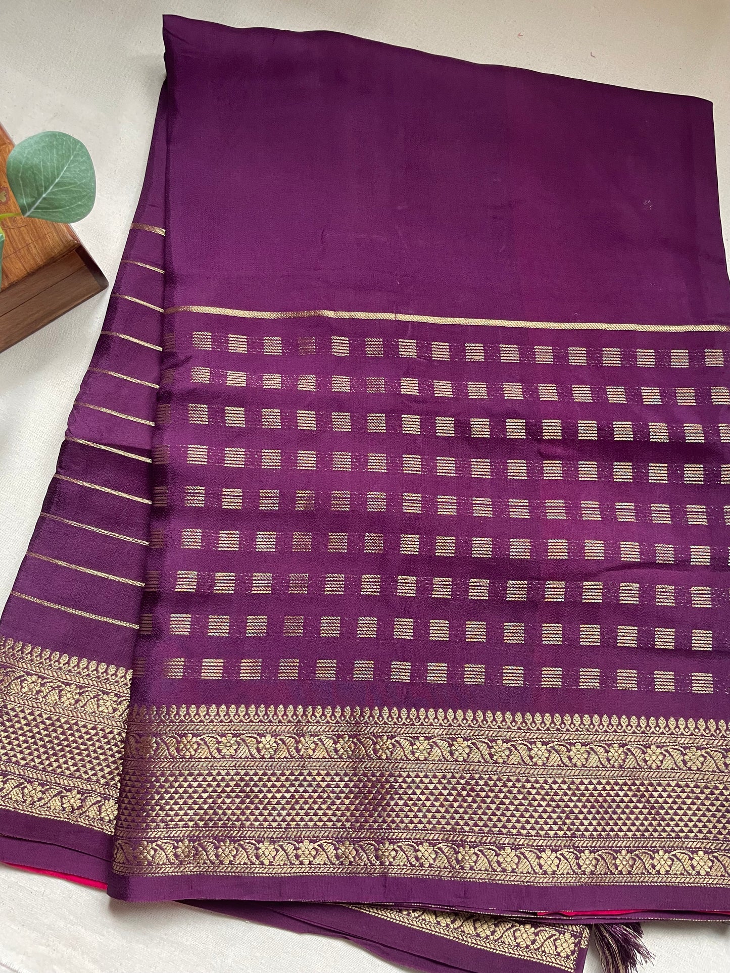 Purple Lines Viscose Crepe Saree