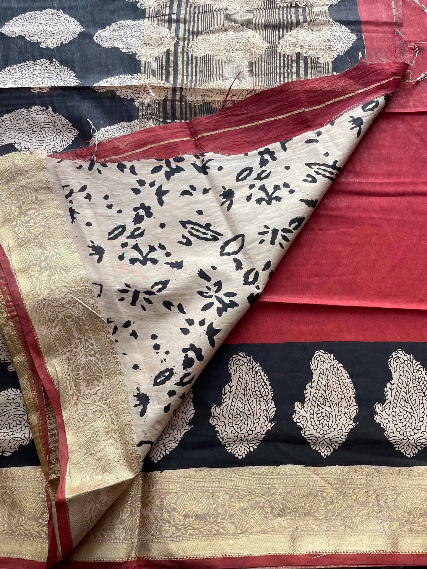Ajrakh HandBlock 03 Maheshwari Silk Cotton Saree