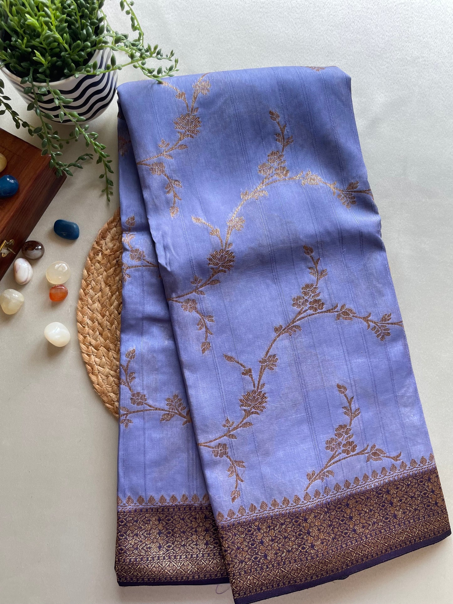 Purple Jaal Banarasi Tussar Silk Saree