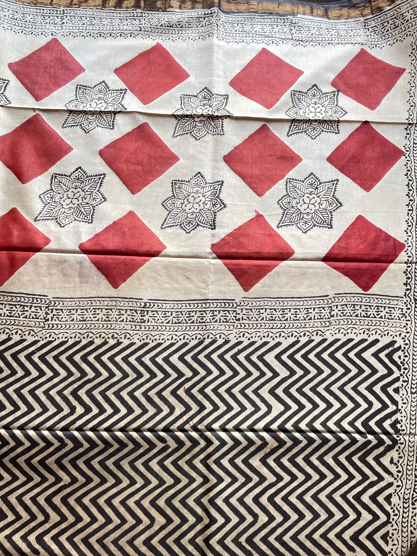 Ajrakh HandBlock 03 Chanderi Silk Cotton Saree