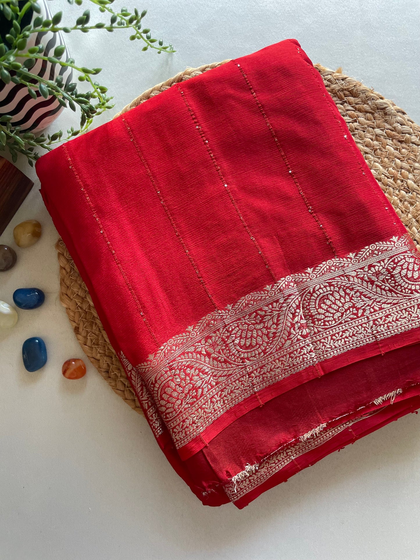 Red Soft Crepe Silk Saree