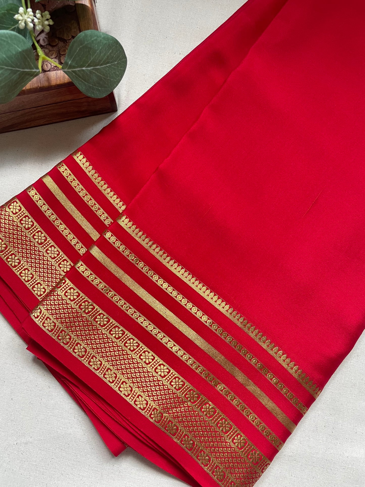 Red Rich Pallu Pure Mysore Crepe Silk Saree