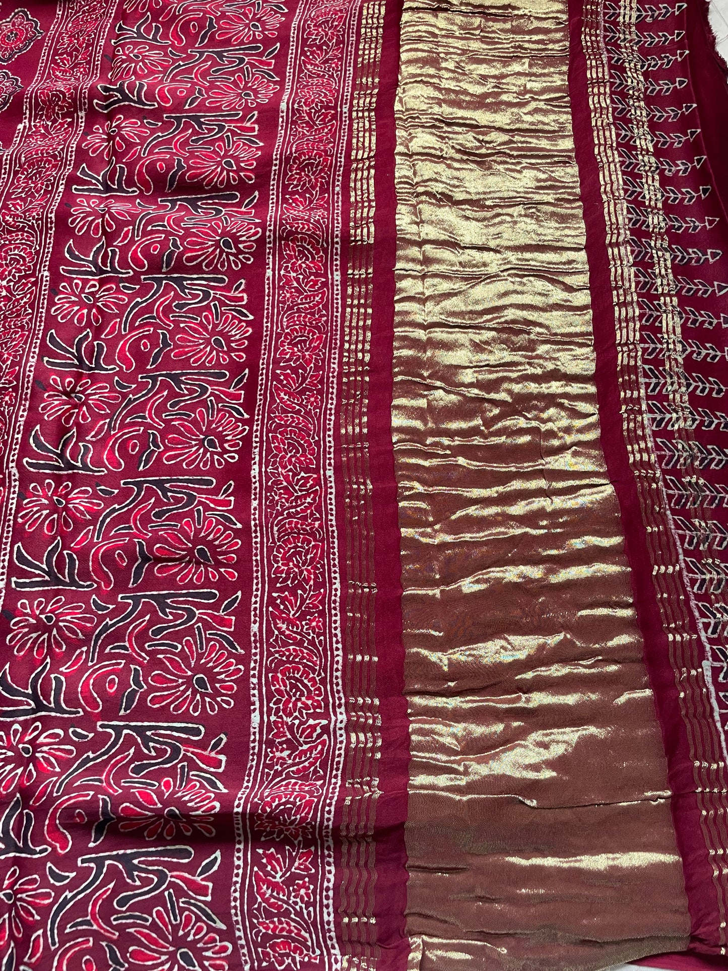 Dark Maroon Stripe Zari Pallu Modal Silk Saree
