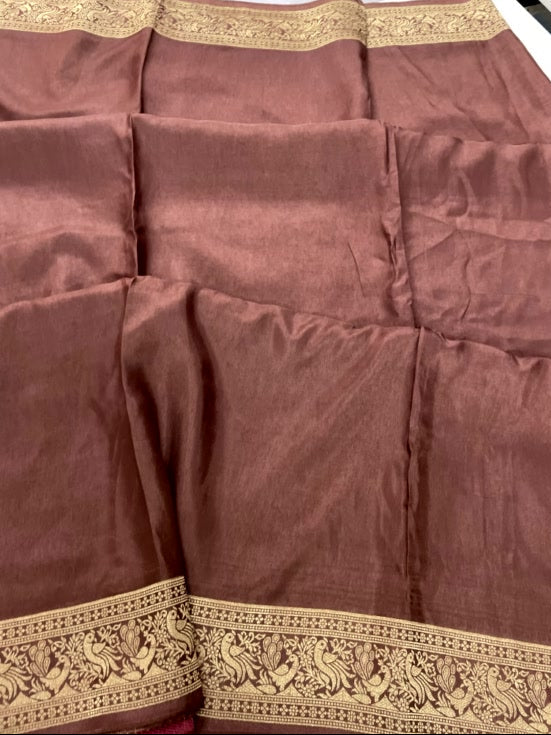 Brown Meenakari Pallu Dola Silk Saree