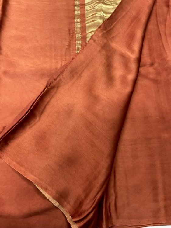 Rust Plain Pure Modal Silk Saree