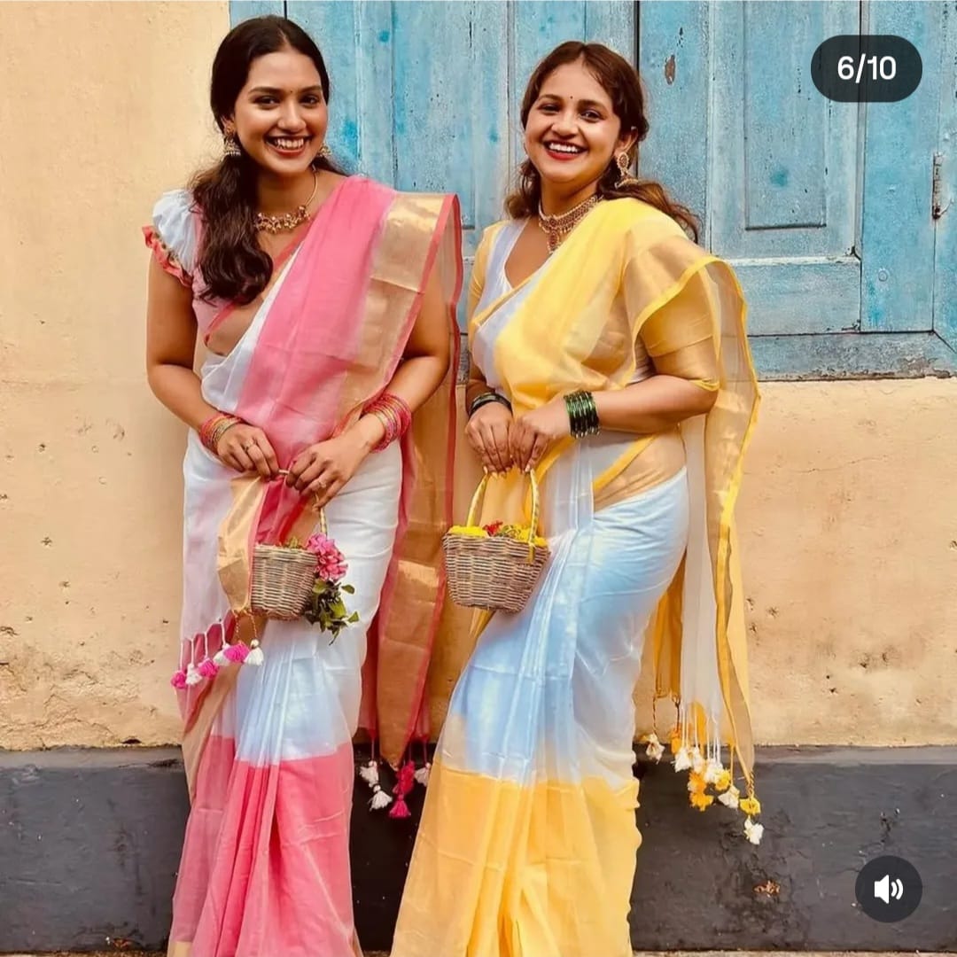 White N Pink Mul Cotton Saree