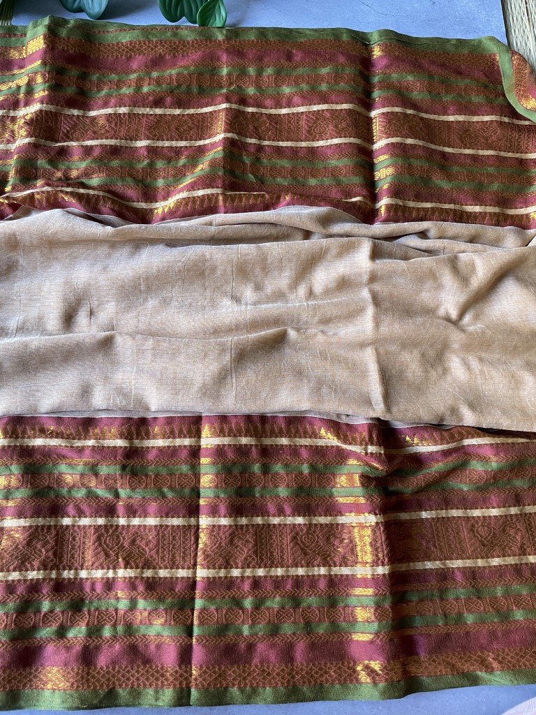 Cream Kanchi Border Mul Cotton Saree