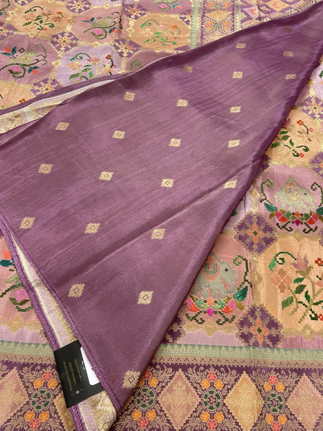 Mauve Pashmina Pure Tissue Dola Silk Saree