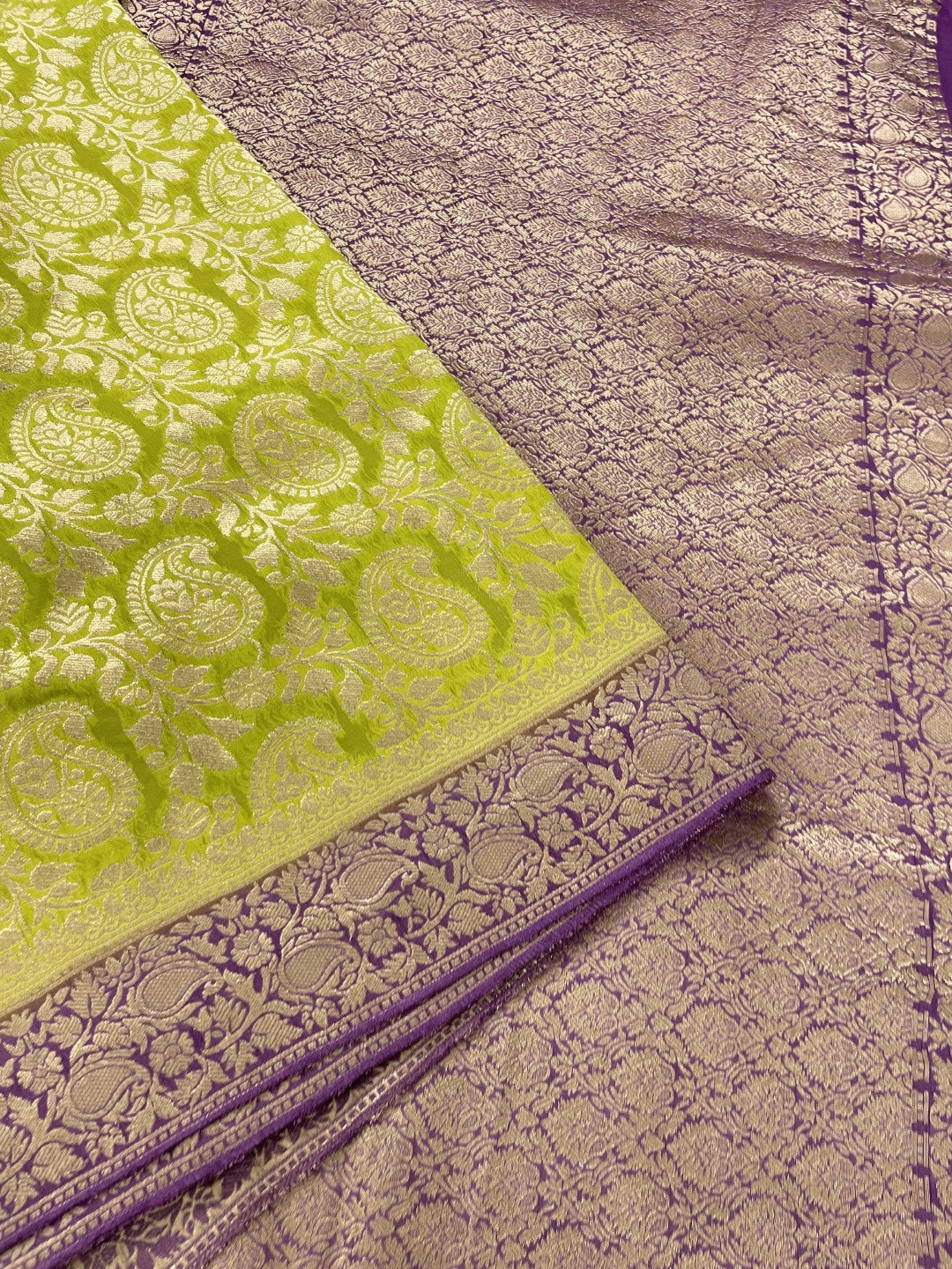 Green N Purple Crepe Georgette Saree