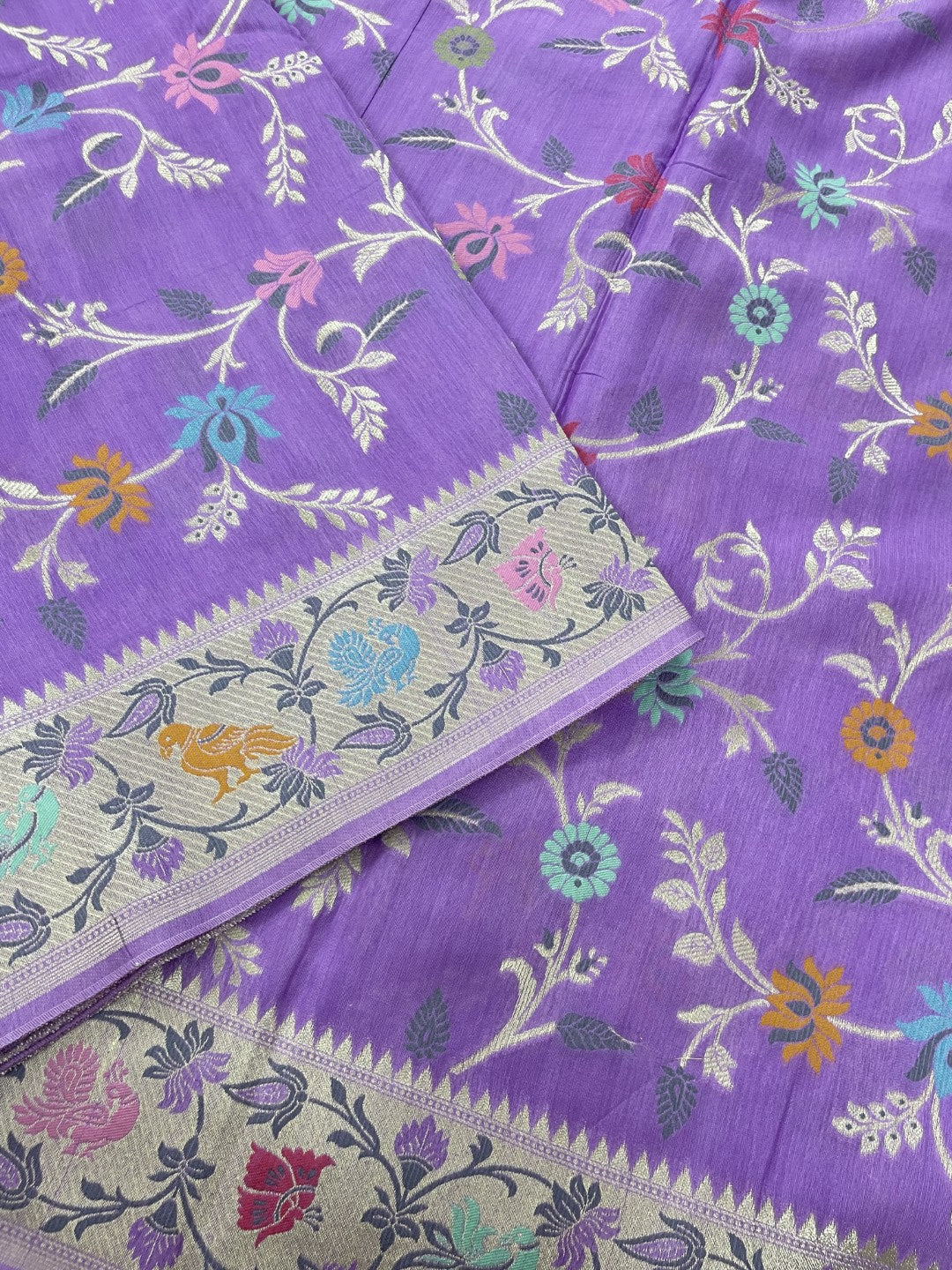 Lavender Meenakari Tussar Gerogette Saree