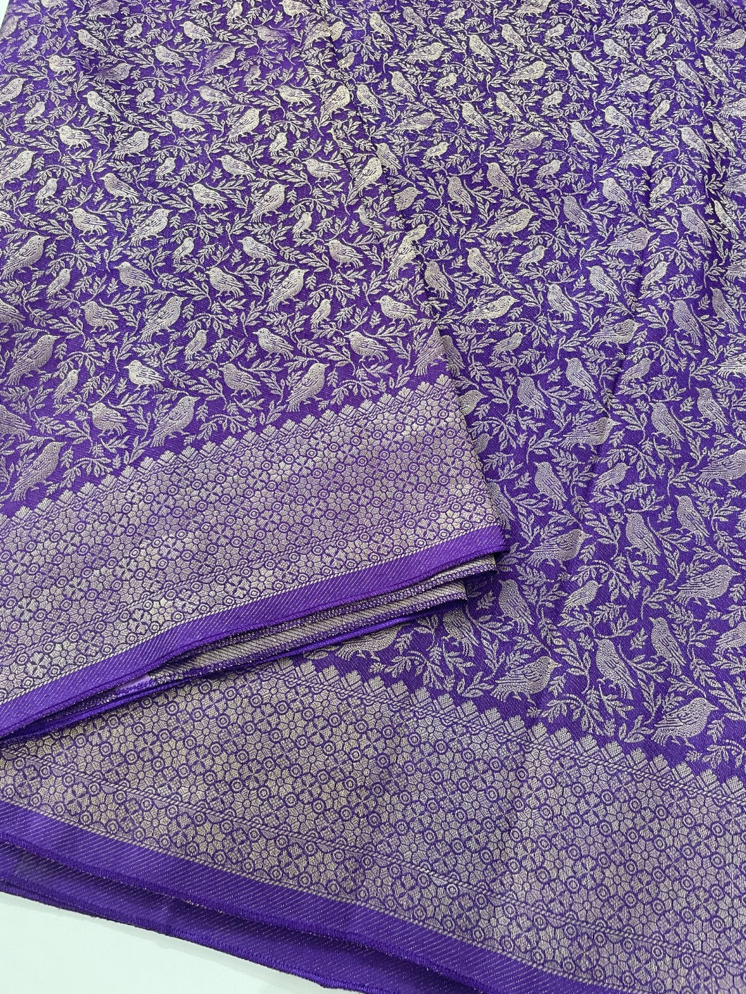 Purple Brocade Crepe Silk Saree