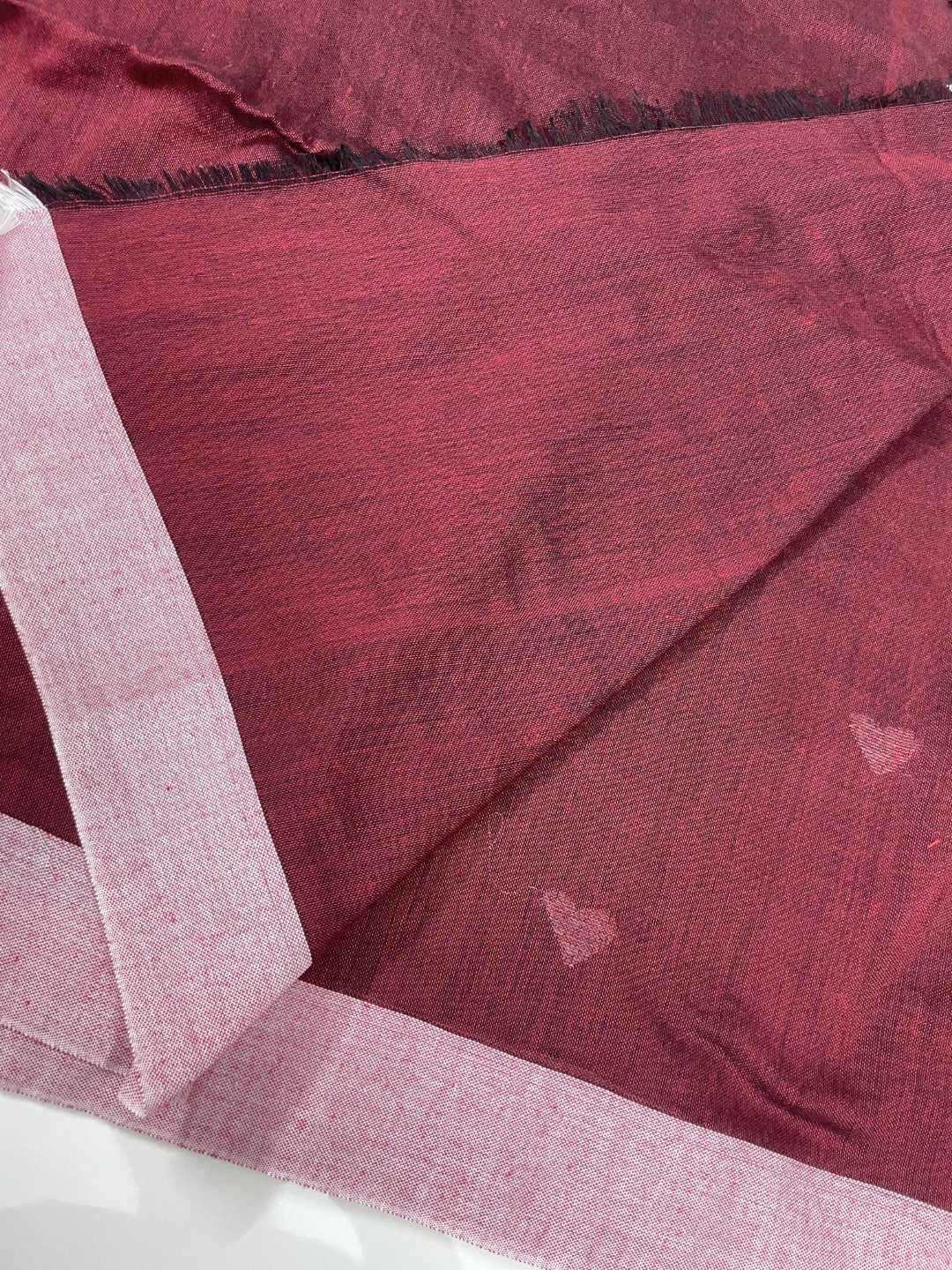 Brown Heart Embroidery Khadi Cotton Saree