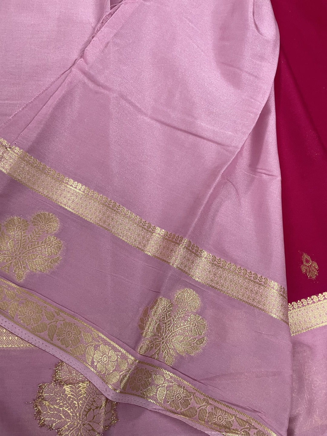 Pink N Lilac Premium Semi Crepe Silk Saree