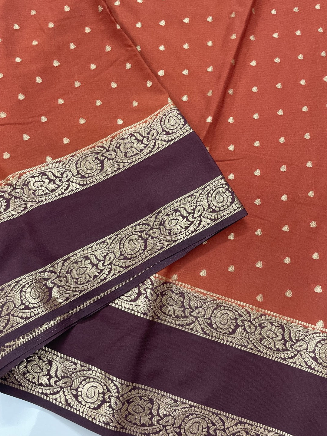 Rust N Brown Premium Semi Crepe Silk Saree