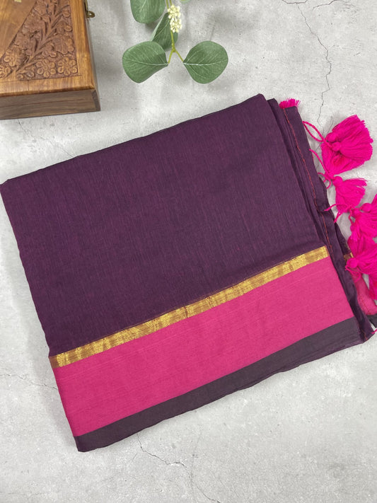Purple N Pink Mul Cotton Saree