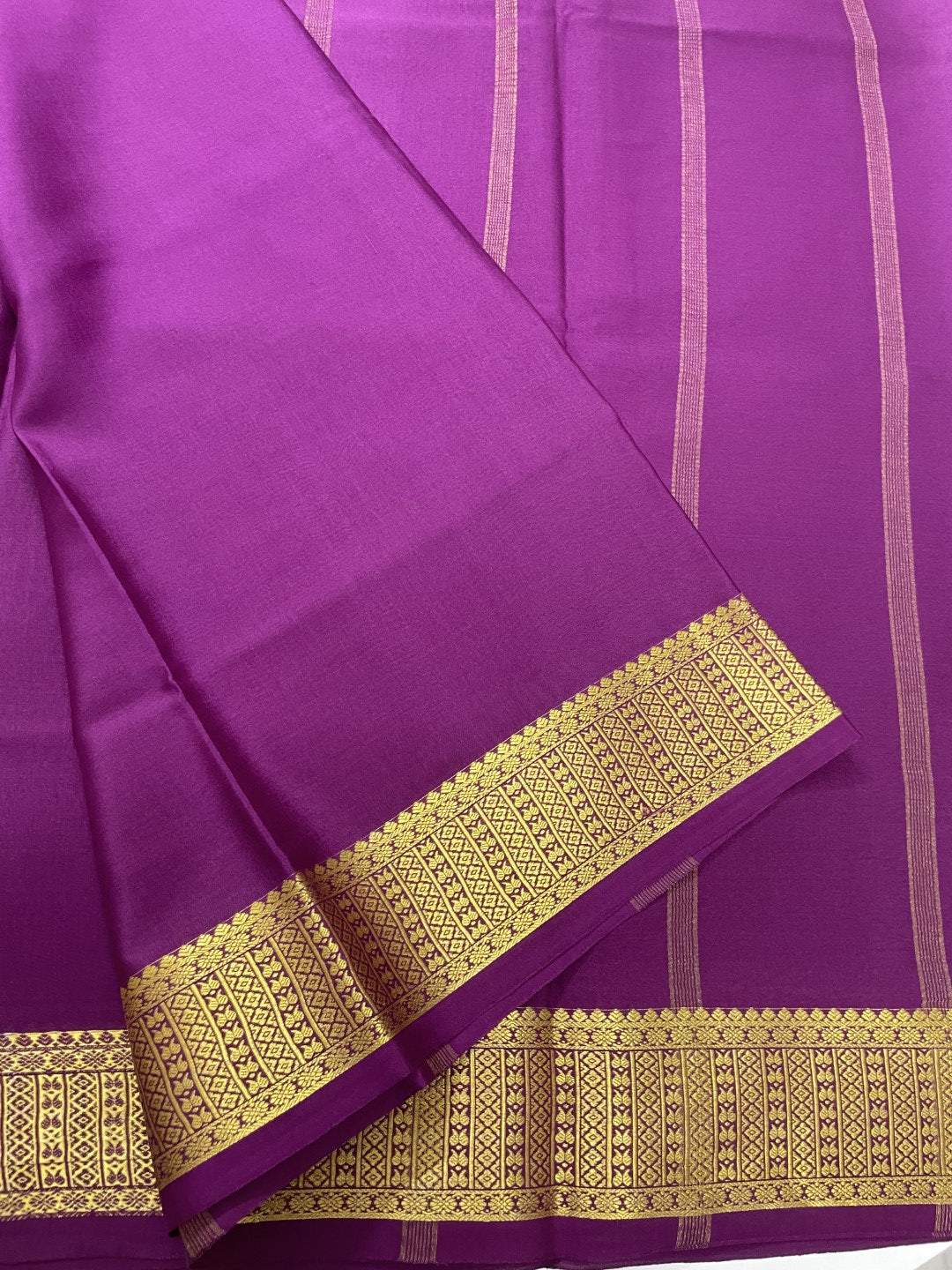 Purple Pure Mysore Crepe Silk Saree