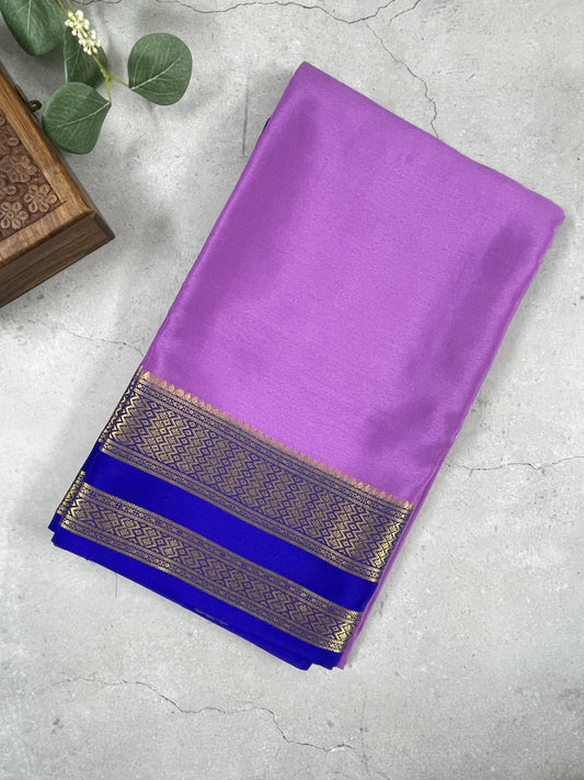 Lavender N Blue Pure Mysore Crepe Silk Saree