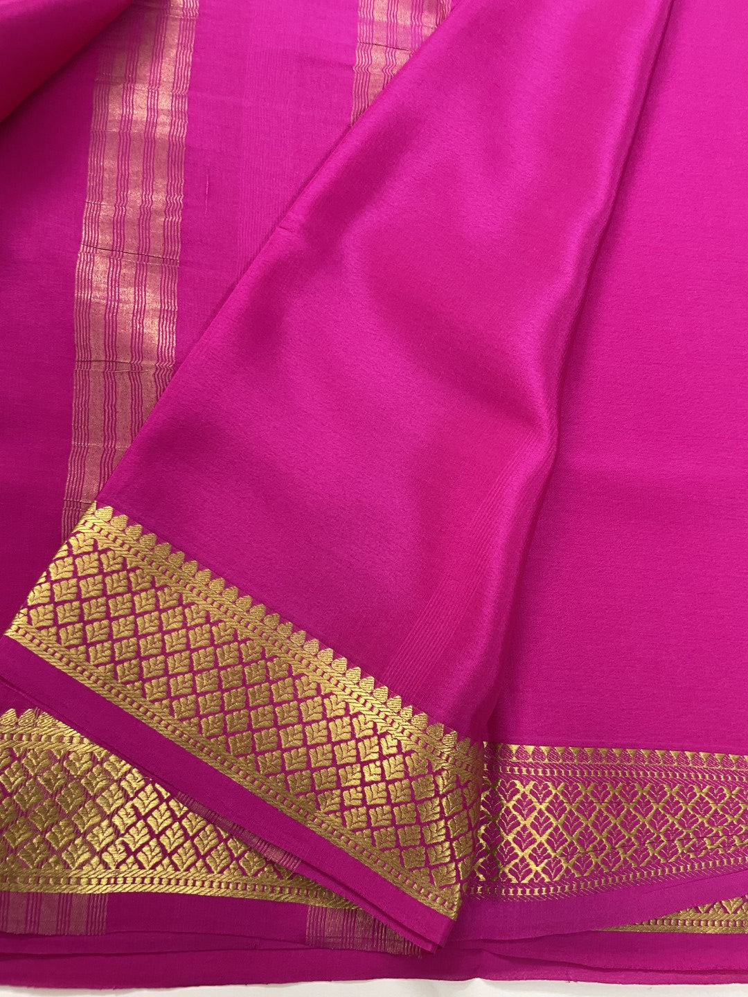 Pink Pure Mysore Crepe Silk Saree
