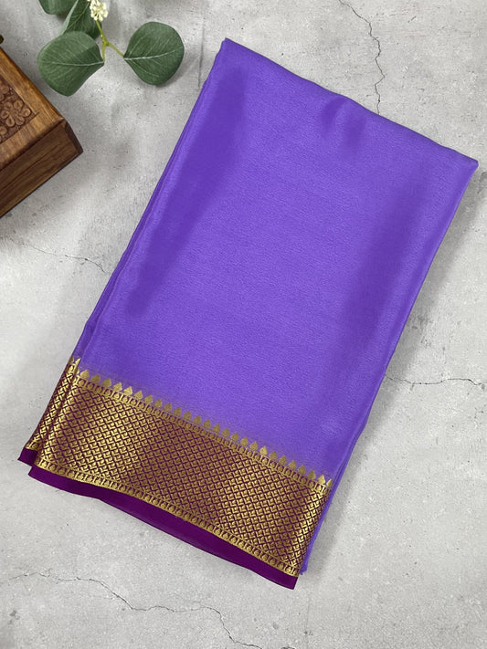 Violet N Purple Pure Mysore Crepe Silk Saree