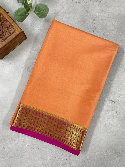 Peach N Wine Pure Mysore Crepe Silk Saree