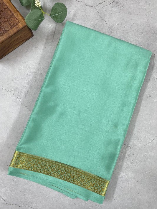 Sea Green Pure Mysore Crepe Silk Saree