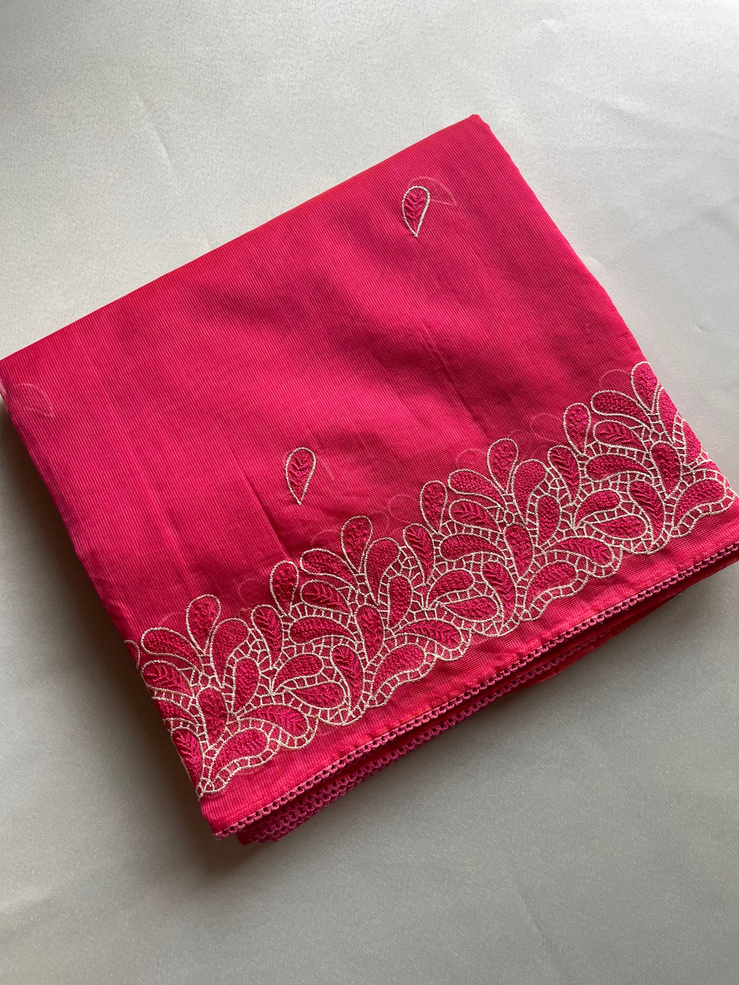 Pink Embroidered Kota Saree