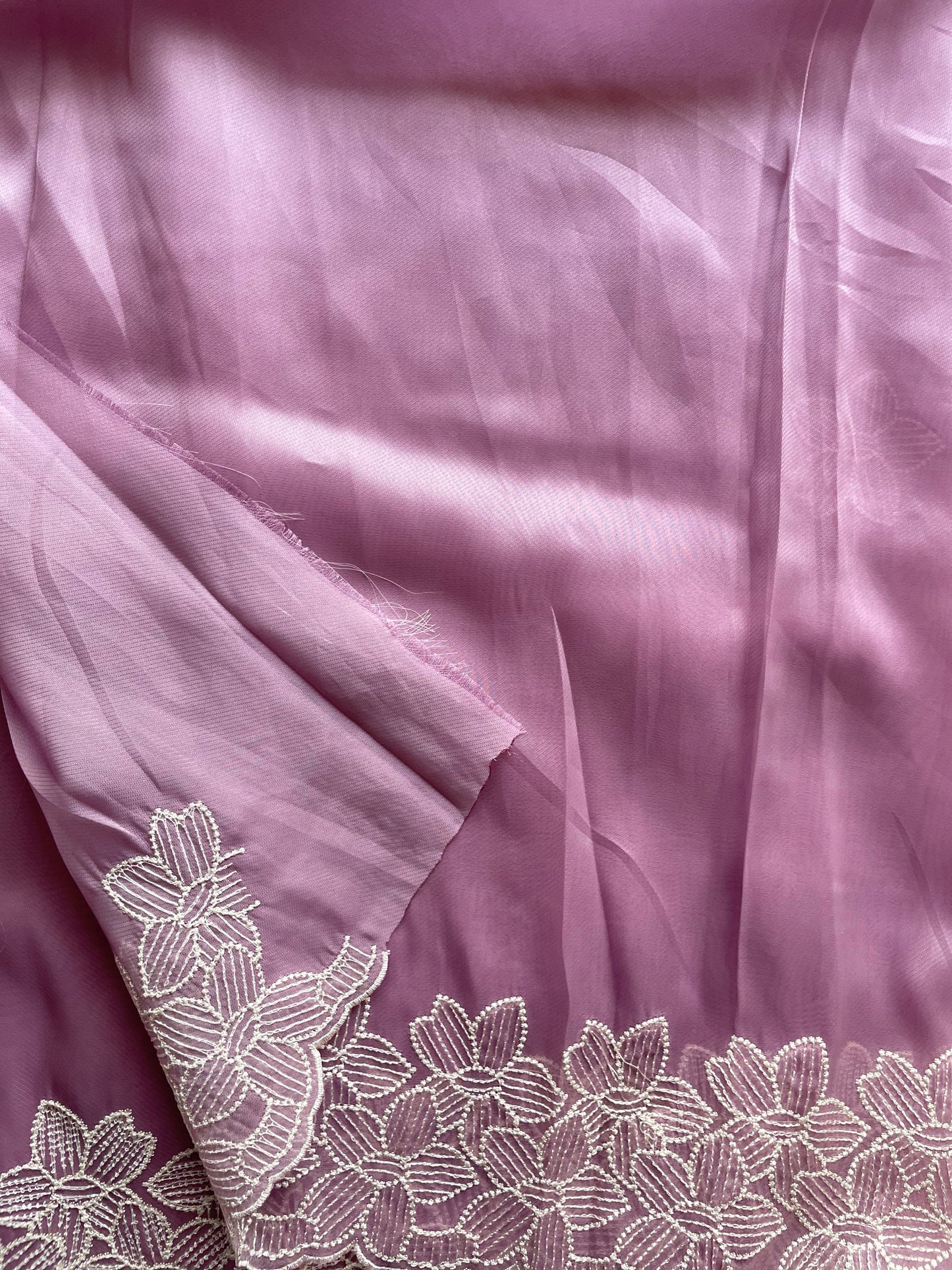 Purple Floral Embroidered Organza Saree