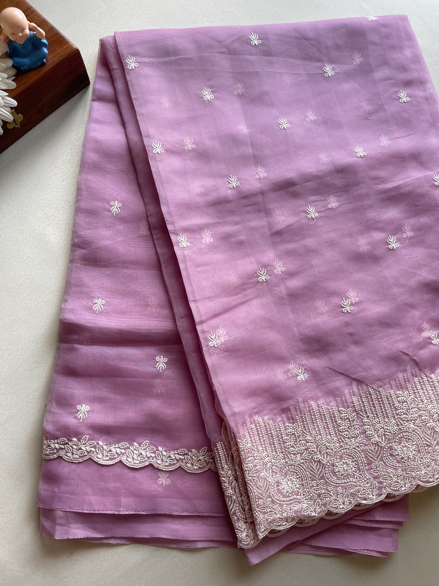 Purple Embroidered Organza Saree
