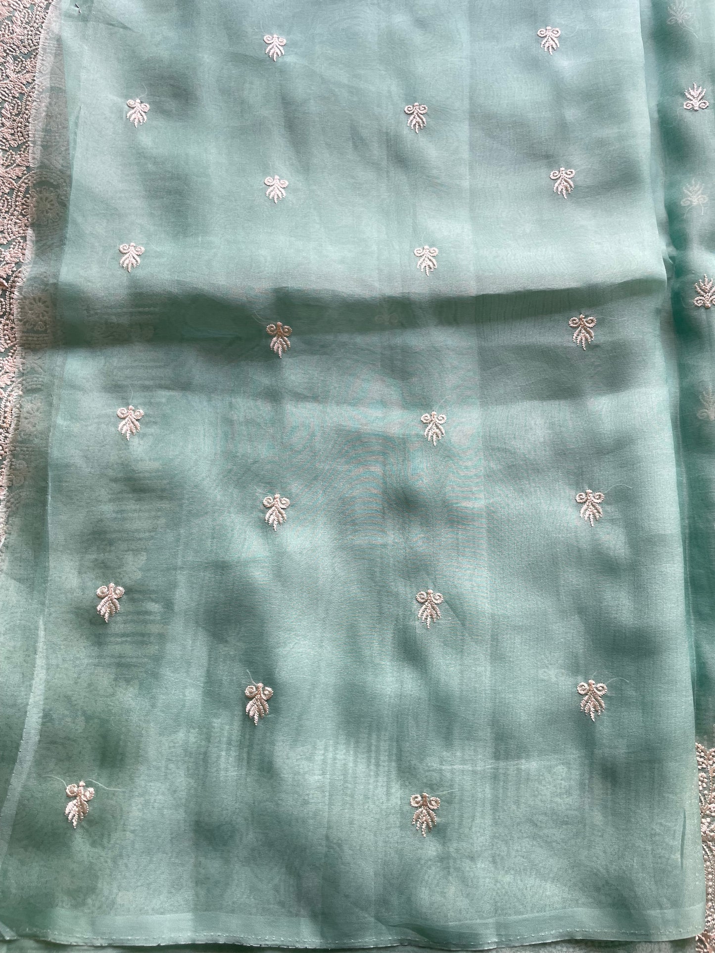 Blue Embroidered Organza Saree