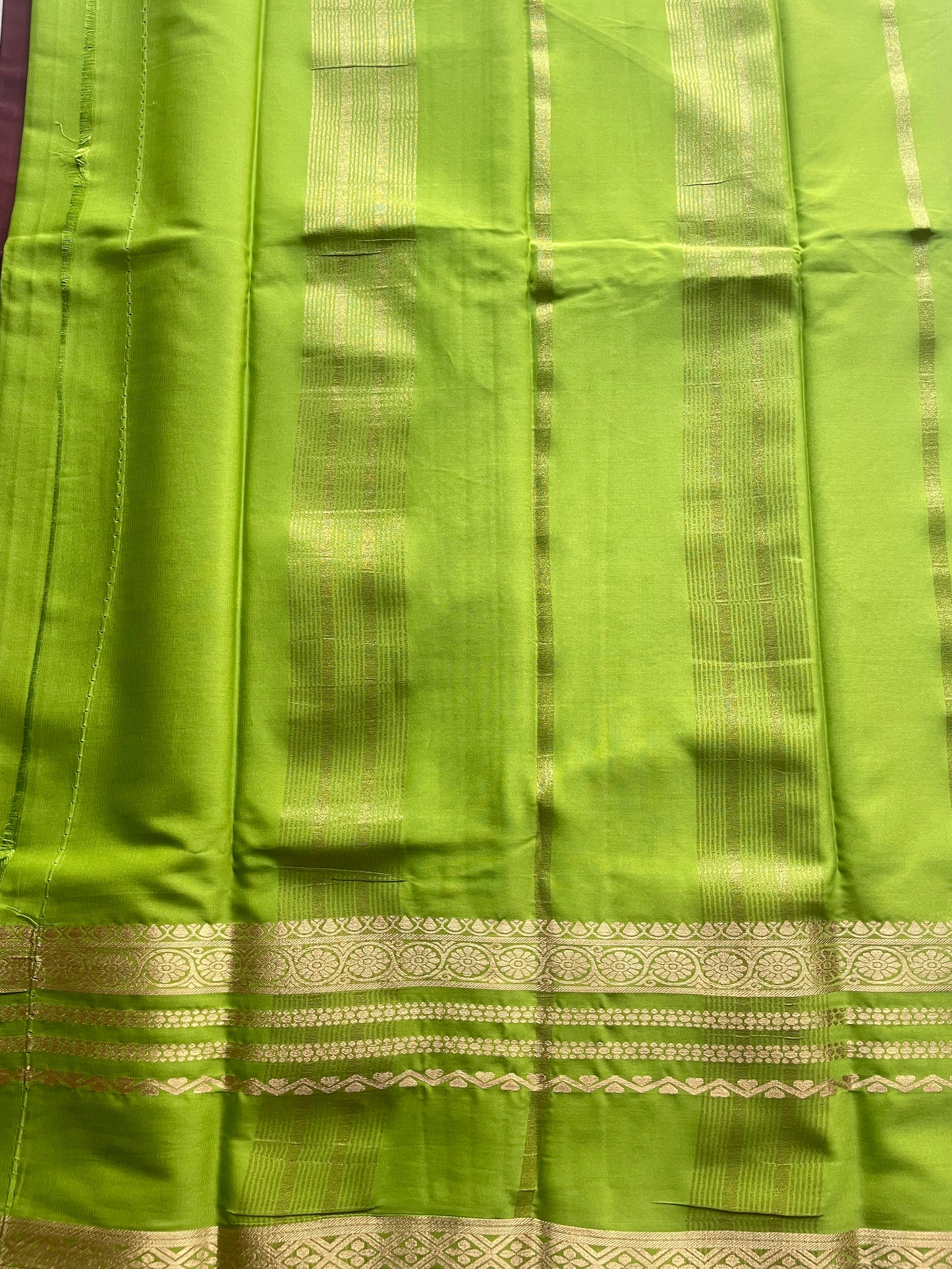 Coffee Brown and Green Semi Mysore Silk Saree