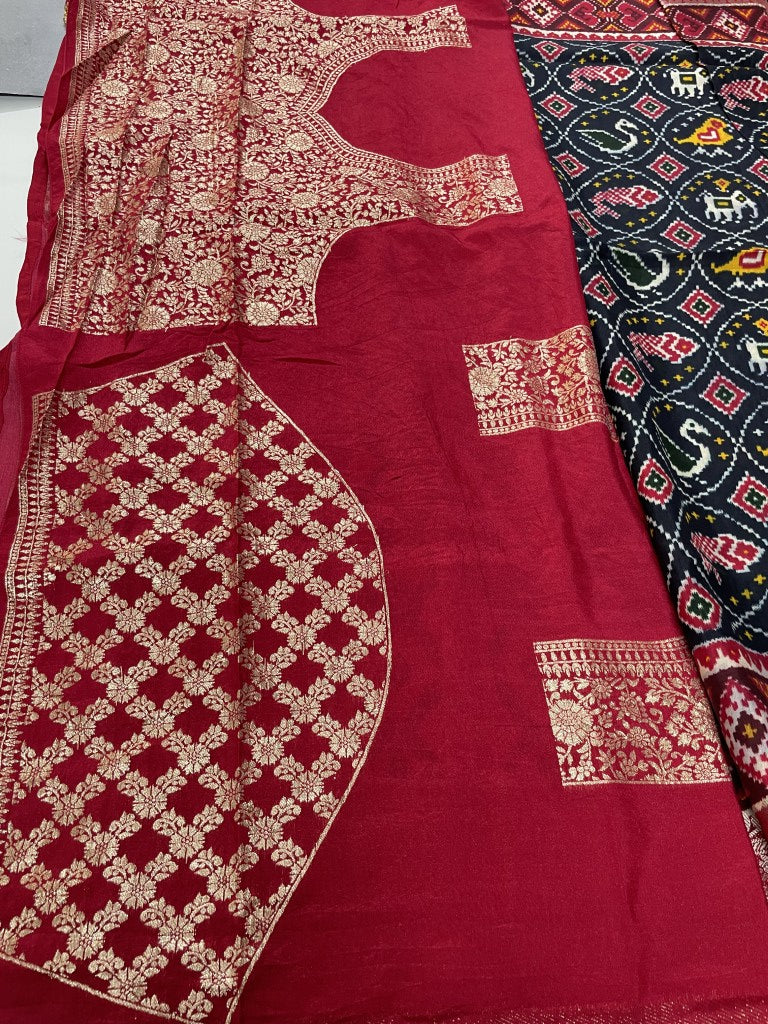 Patola Print Viscose Dola Silk Saree