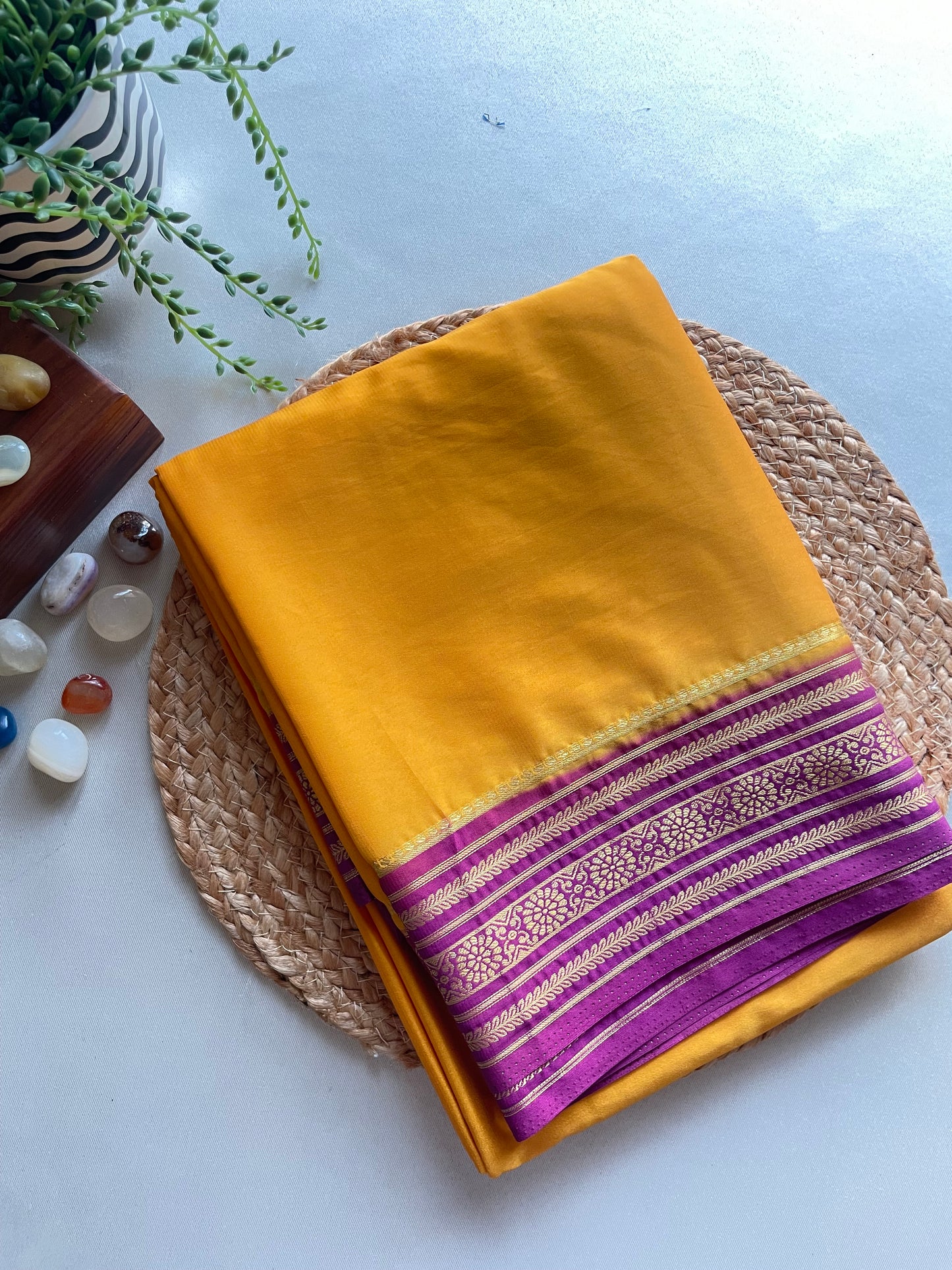 Mustard Yellow Semi Mysore Silk Saree