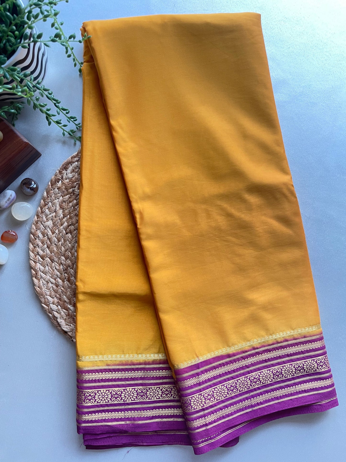 Mustard Yellow Semi Mysore Silk Saree