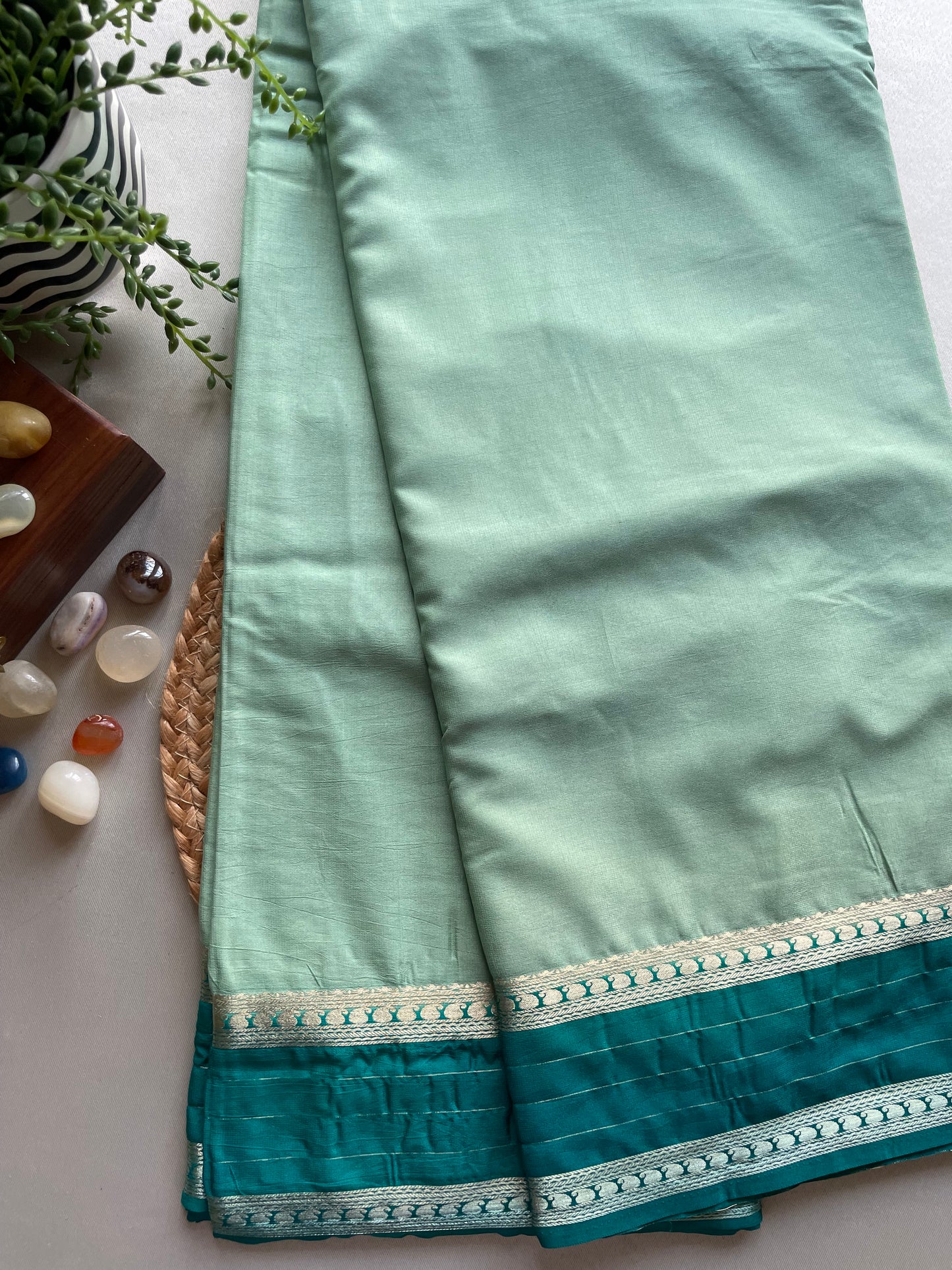 Light Green Semi Mysore Silk Saree