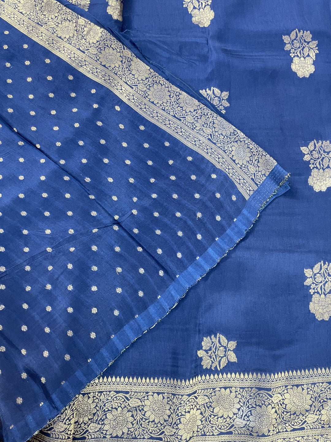 Blue Munga Crepe Silk Saree
