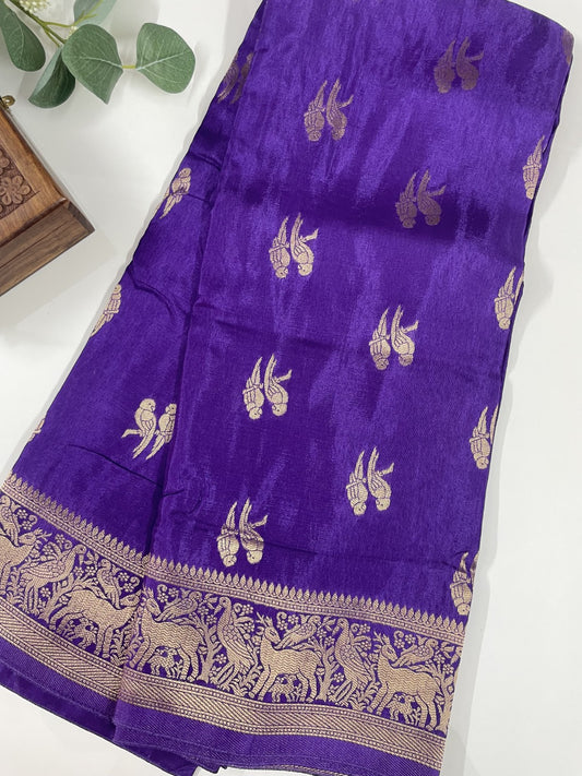 Purple Munga Crepe Silk Saree