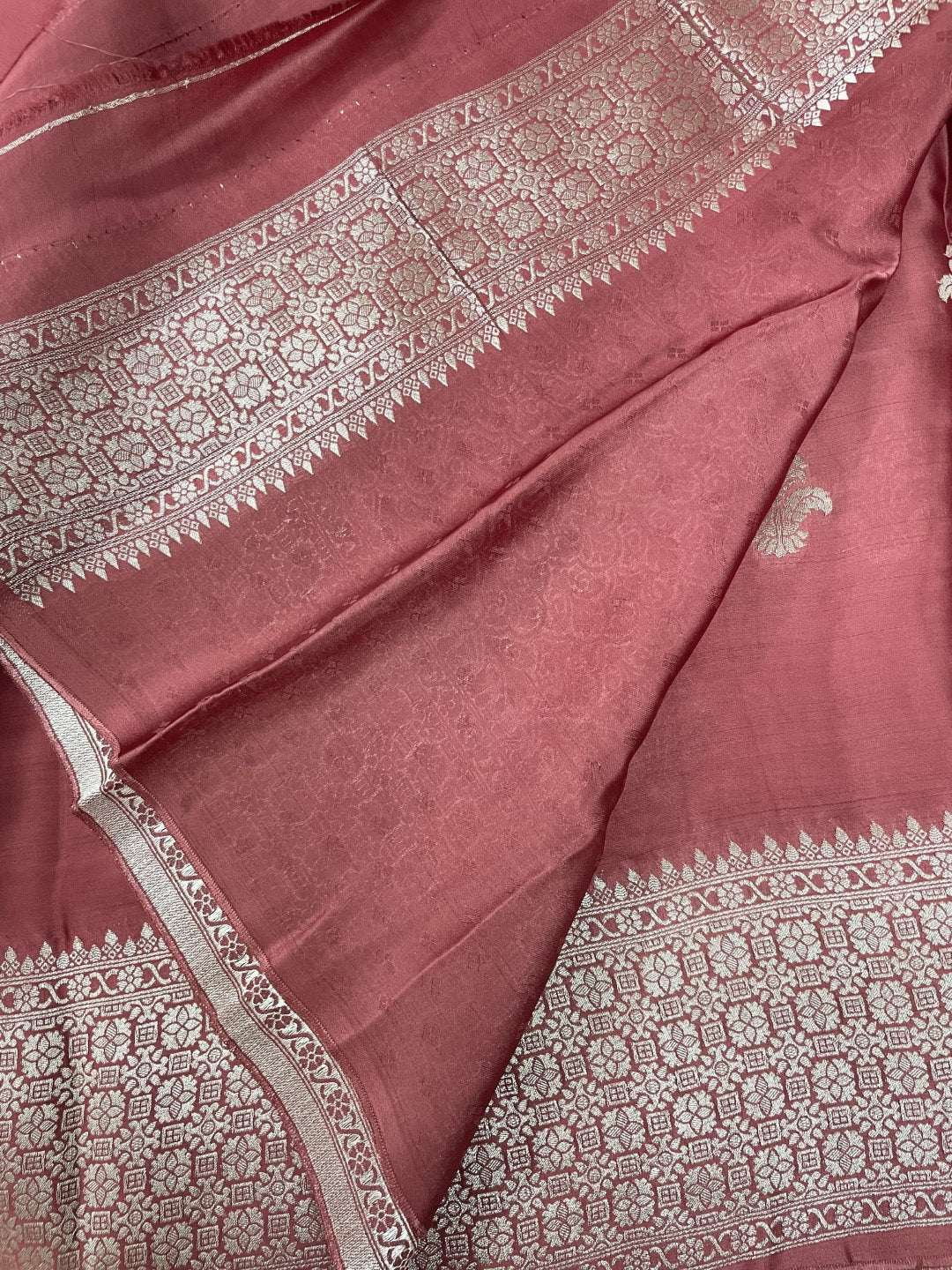 Brown Silver Zari Mashru Silk Saree